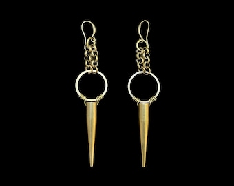 Brass Pendulum Spike Earrings