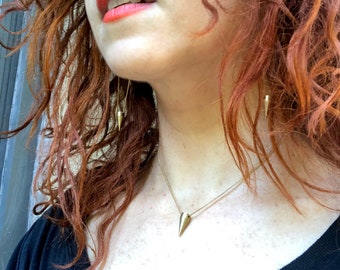 Tiny Brass Spike Pendulum Choker