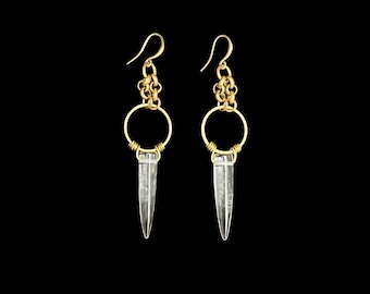Quartz Spike Pendulum Earrings 2