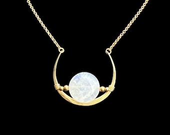 Rainbow Moonstone Healing Portal Talisman in Brass