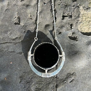 Small Obsidian Grounding and Protective Amulet in sterling silver