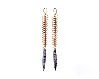 Snowflake Obsidian Spine Pendulum Earrings