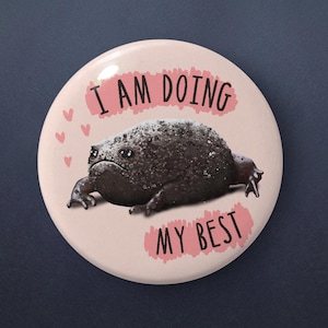 Black Rain Frog Pin - Doing My Best Frog 1.5" Cute Pinback Button