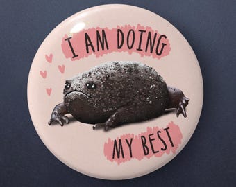 Black Rain Frog Pin - Doing My Best Frog 1.5" Cute Pinback Button