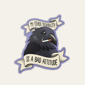 Cripplepunk Crow Sticker - 3&quot; Vinyl Funny Disabled Sticker