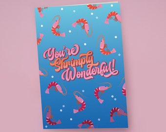 Shrimply Wonderful Card - Friend, Love or Appreciation Card & Envelope - Blank Inside - A7