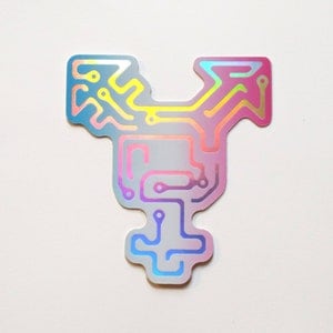 Trans Cyborg Sticker - Holographic Frosted Circuit Board Transgender Geek Nerd Programmer Pride Symbol Nonbinary Queer Sticker