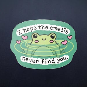 Safe from Emails Frog Sticker - Funny Office Work Humor Vinyl Laptop Sticker