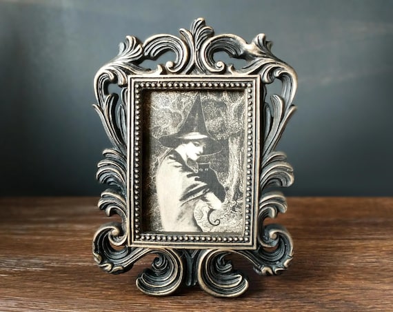 Vintage Witch Print: Witchy Sepia Art in Baroque Frame