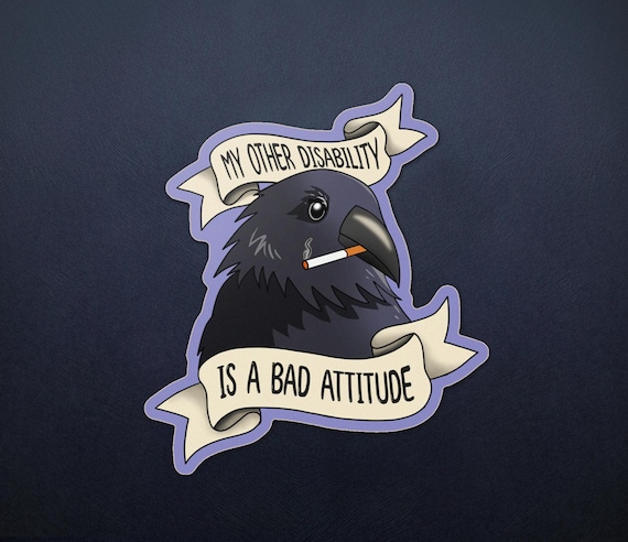 Cripplepunk Crow Sticker - 3" Vinyl Funny Disabled Sticker