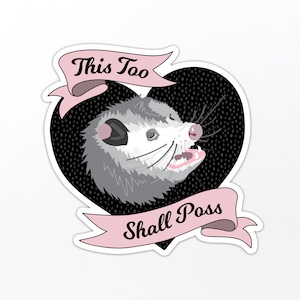Wise Possum Sticker - 3" x 3" - Cute Heart Opossum Mental Health Sticker