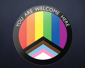 Progress Flag Window Cling - LGBTQ Pride and Ally Safer Space Sticker