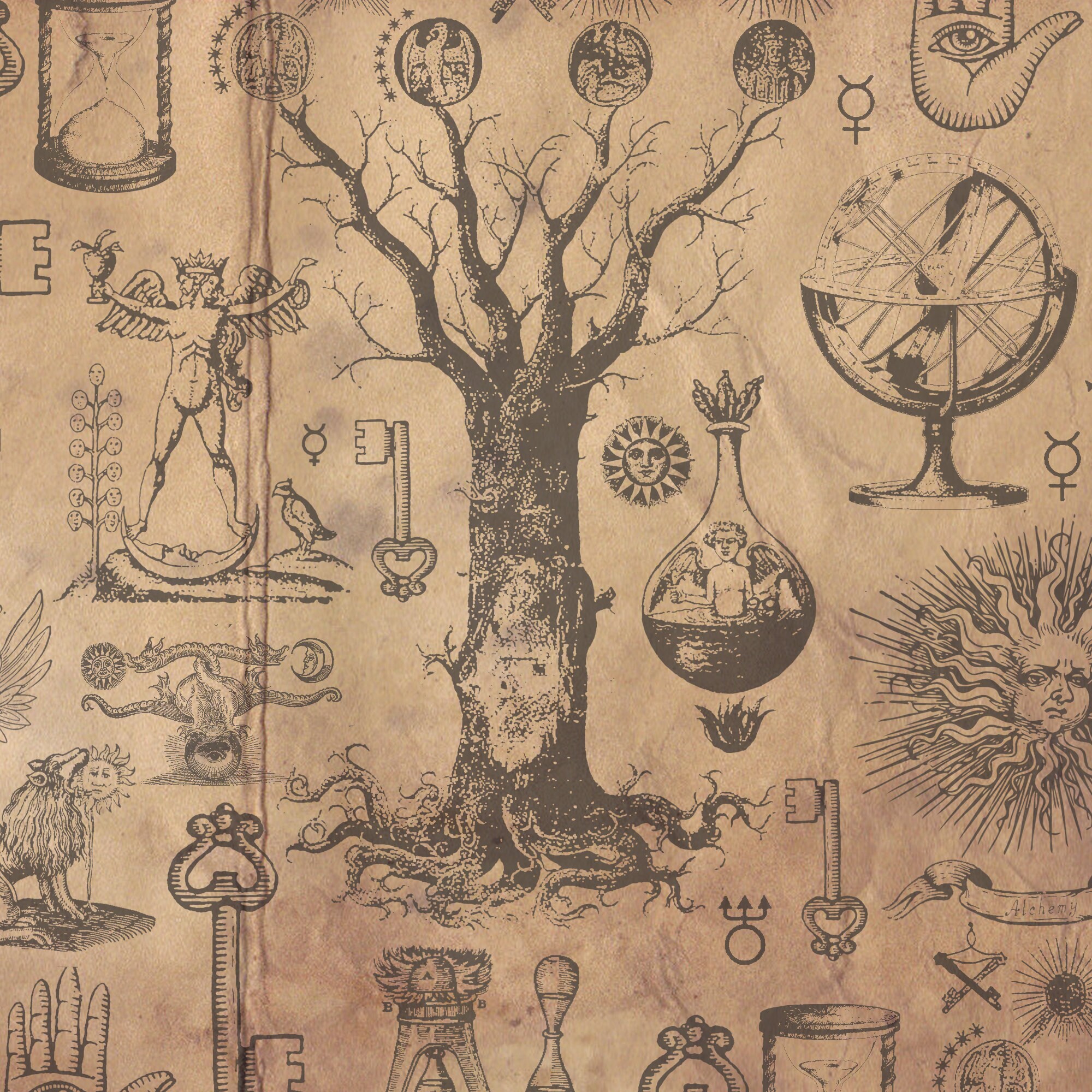 Alchemy Wrapping Paper Vintage Alchemical Witch Gift Wrap Etsy.de