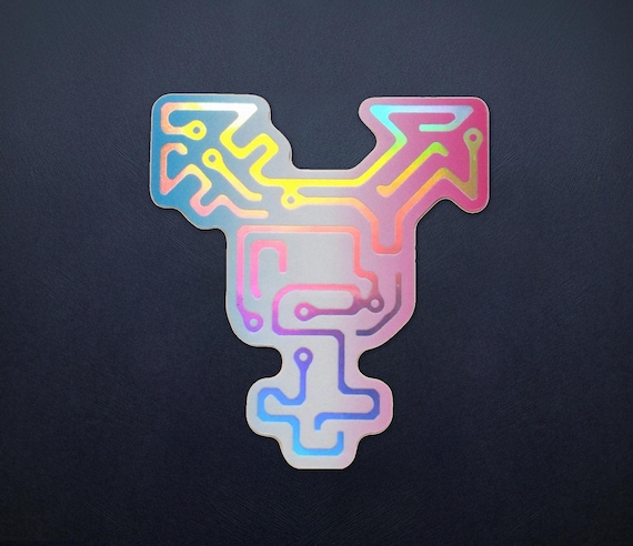 Trans Cyborg Sticker - Holographic Frosted Circuit Board Geek Nerd Programmer Pride Nonbinary Queer Sticker