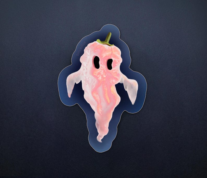 Ghost Pepper Sticker - Funny Spicy Food Lover Hot Sauce Vinyl Sticker 3" image 1
