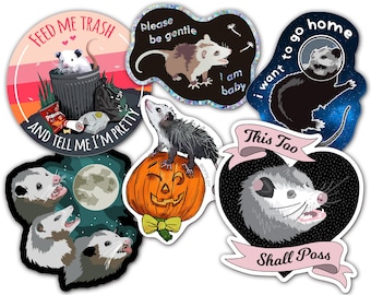 Possum Sticker Pack - 6 Opossum Vinyl Decals