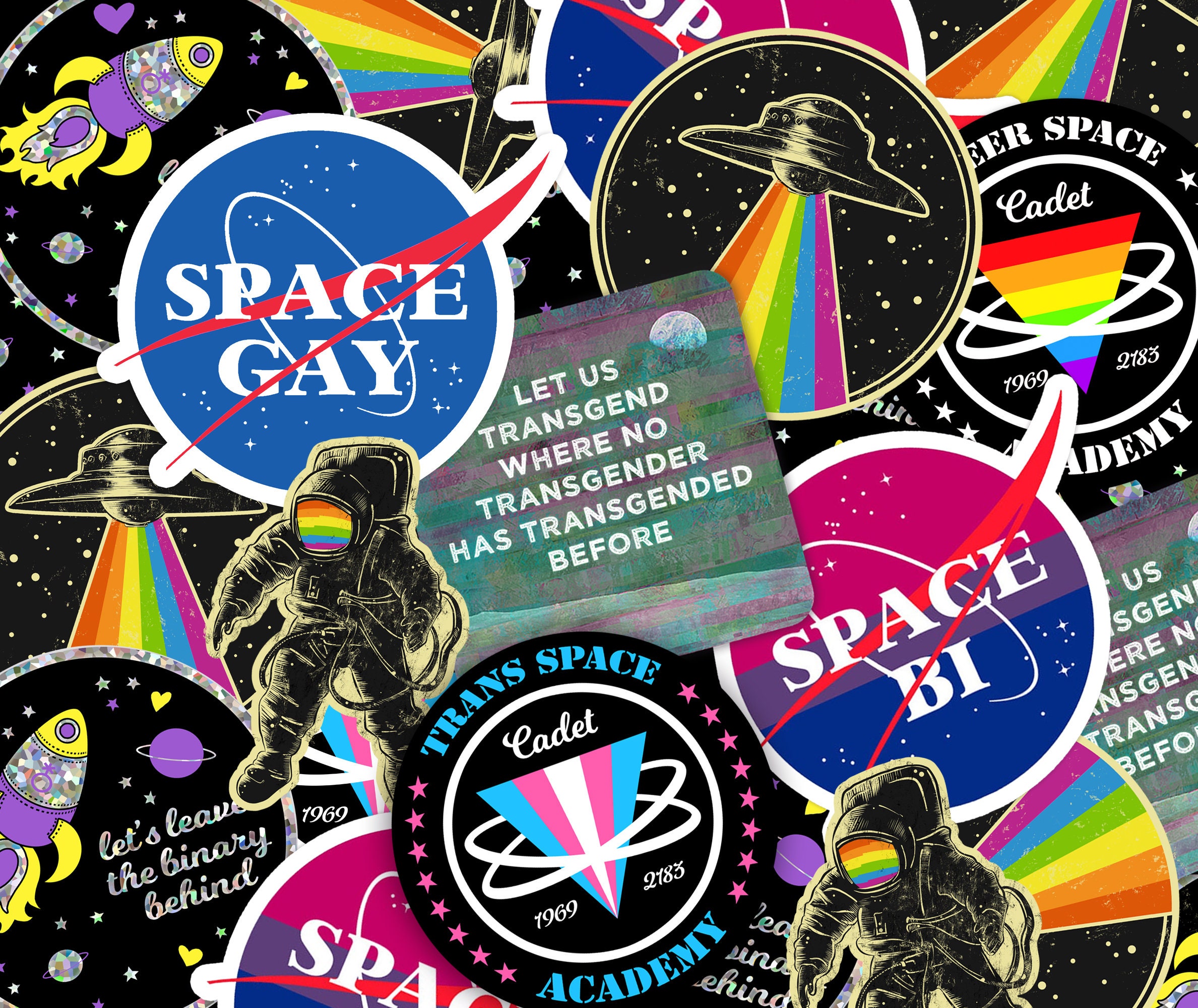 Queer Sci-Fi Stickers (3" x 3") Queer Trans Nonbinary Sci-F…