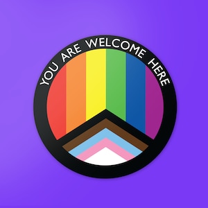 Progress Flag Window Cling - LGBTQ Pride and Ally Safer Space Sticker