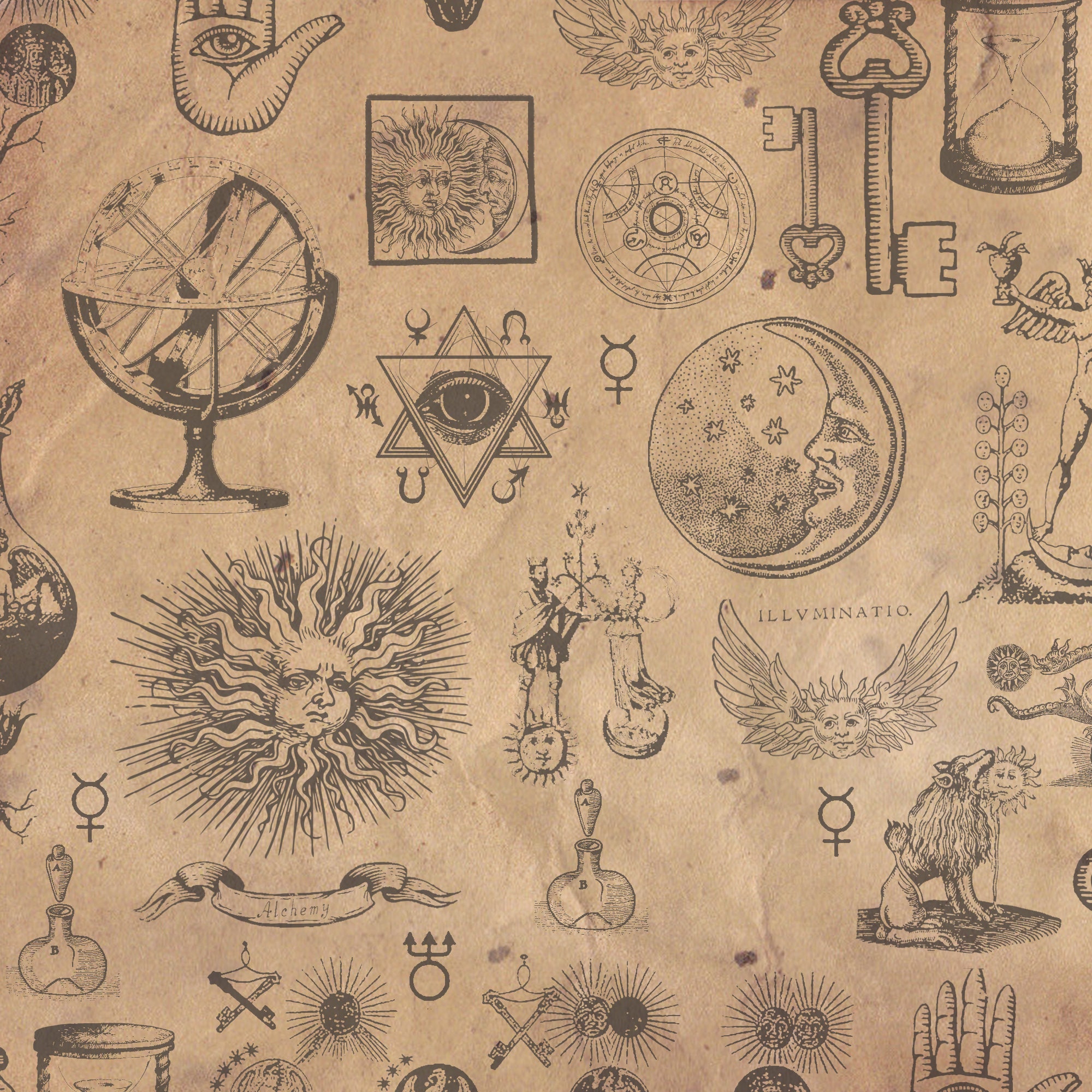 Alchemy Wrapping Paper Vintage Alchemical Witch Gift Wrap Etsy.de