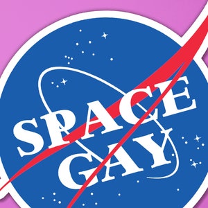 Space Gay Sticker 3 X 2.5 Gay Lesbian Queer Pride LGBT Outer Space ...