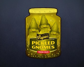 Pickled Gnomes Sticker - Funny Dead Gnome Gift - Vinyl Decal