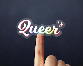 Queer Pride Sticker - Clear Rainbow LGBTQ Bumper Sticker Decal