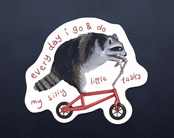 Imán de mapache - Divertido imán de animal para bicicleta, nevera o coche - 7,6 cm