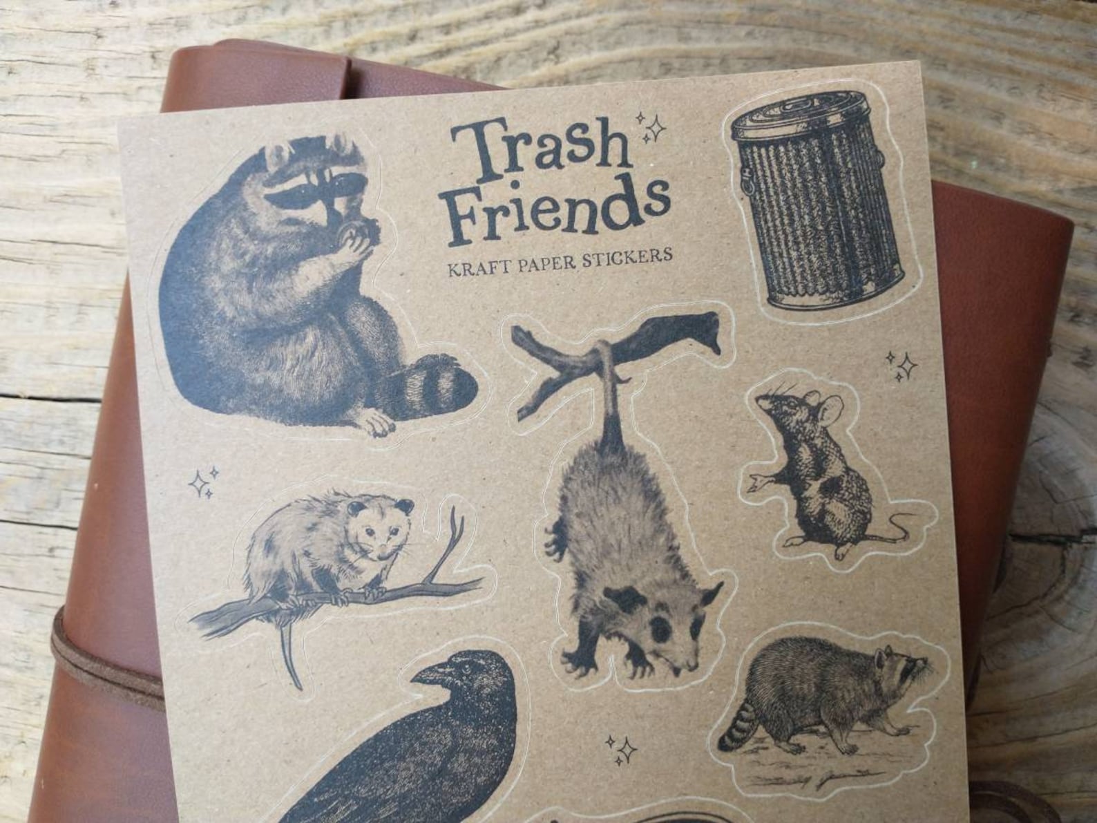 Trash Friends Vintage Sticker Sheet Raccoon Possum Crow Etsy