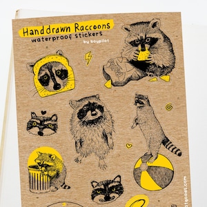 Raccoon Sticker Sheet - Funny Raccoon Vinyl Sticker Set