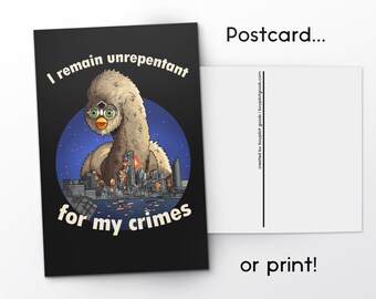 Long Furby Postcard / Print - Funny Furby Oddbody Card / Wall Art - 4 x 6"