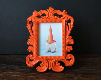 Baby Polar Bear Print: Mini Funny Momoto Traffic Cone Framed Art