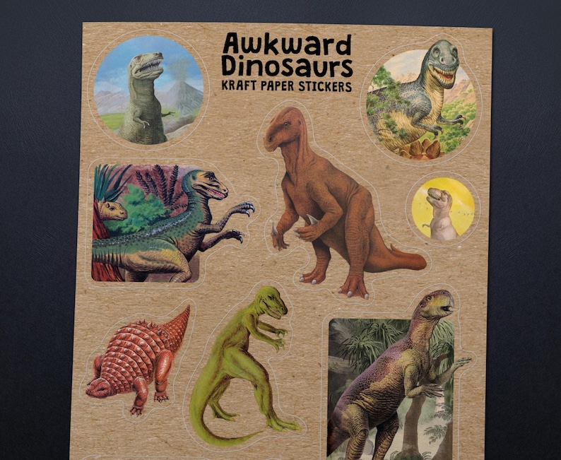 Awkward Dinosaur Stickers - Paleontology Dino Sticker Sheet - Etsy