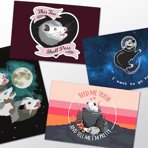 Possum Print 4-Pack - Four 4 x 6" Opossum Postcards or Art Prints