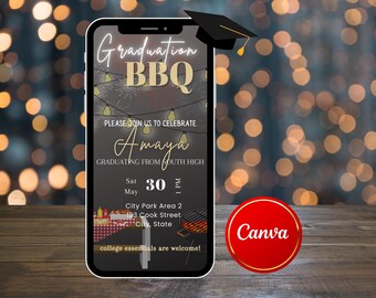 Editable Graduation Party Invite | BBQ Picnic Template | Digital Download Graduation Celebration