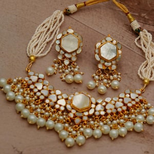 Bruids choker ketting set/handgemaakt feestelijke sieraden/traditionele ketting en oorbellen/bruiloft sieraden cadeau voor haar/gratis expreslevering