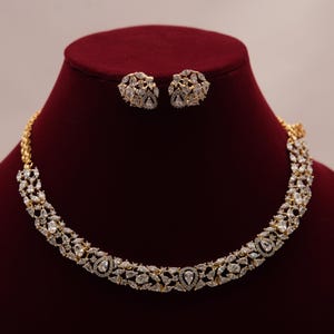 Luxe CZ diamanten ketting set met oorknopjes/statementketting voor bruid/Feest- en huwelijkssieraden/cadeau voor haar/gratis expreslevering