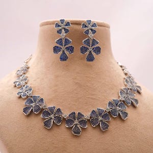 Floral designer Amerikaanse diamanten ketting/oorbellen sieradenset/receptiesieraden/westerse bruidssieraden in (CZ) stenen/gratis expreslevering
