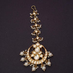 Indiase bruids Jadau Kundan Maang Tikka | Bruids Jadau Tikka | Gouden Indiase bruiloftssieraden | Haaraccessoires voor bruid/gratis expreslevering