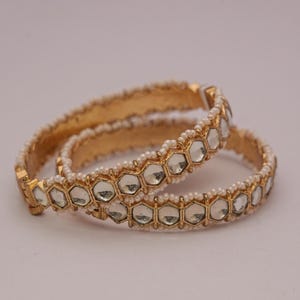 Elegante Kundan Kada-armbanden/Culturele feestelijke set /Handgemaakte Indiase bruiloftssieraden/Openbare armbandset/cadeau voor haar/gratis expreslevering