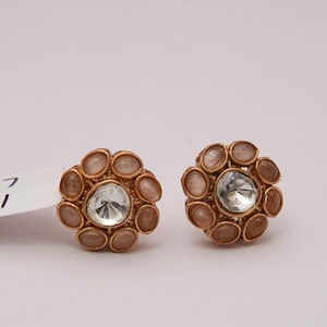 Elegante diamanten polki-oorbellen/traditionele roségouden oorbellen/Indiase bruidssieraden/cadeau voor haar/stekers voor feestkleding/gratis expreslevering
