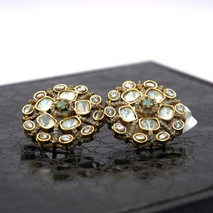 Elegante polkidiamant mooie stud/ongeslepen Kundan vergulde stud/Indiase bruidskleding/cadeau voor haar/stekers feestkleding/gratis expreslevering