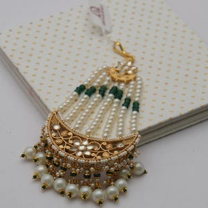 Bruids kundan passa met parel/etnisch-indiase jhoomar tikka/antieke vergulde zijzendspoel voor bruiloft/haarsieraden/gratis expreslevering