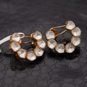 Elegante polki diamanten oorbellen/onbesneden kundan vergulde stud/Indiase bruidskleding/cadeau voor haar/statement studs/gratis expreslevering