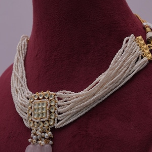Elegante Jadau Kundan-set met choker en oorbellen/traditionele Indiase sieraden voor festivals en bruiloften Perfect om cadeau te doen - gratis expreslevering