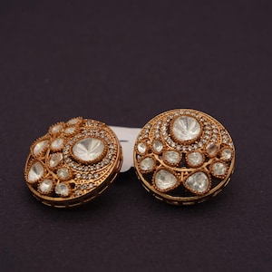 Gedurfde ronde diamanten polki-stekers/vintage stijl polki-stekers/etnische oorbellen voor feestkleding/cadeau voor haar/statementstekers/gratis expreslevering