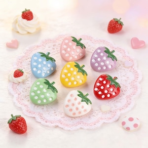 Colorful Creative Cartoon Strawberry Shaped Buttons, kawaii Dopamine Style DIY Decorative Knobs for Kids' Sweaters, Dresses, Gift for Girls