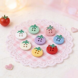 Colorful Creative Tomato 4-Hole Buttons, Kawaii DIY Hand-Sew Decorative Knobs for Sweaters, Knitwear, Pajamas, Gift for Sewists & Crafters