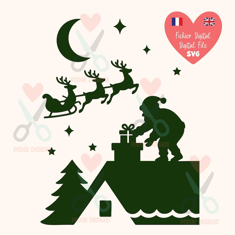 Santa Rooftop Template Santa Roof Decoration - Etsy