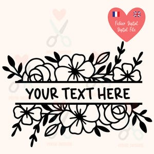Aanpasbaar bloemenframe SVG, bewerkbaar tekstontwerp voor Cricut en Silhouette, DIY-snijbestand voor bruiloften