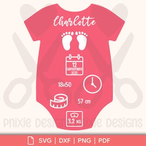 Anuncio de nacimiento / regalo – Archivo de corte digital | Archivo de corte digital: Regalo DIY para baby shower o recién nacido (SVG, PNG, DXF, PDF)